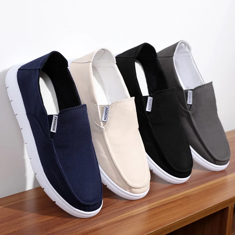 

2022 New Spring Men's Canvas Shoes Flat Loafers Breathable Soft Bottom Old Beijing Cloth Shoes Low To Help Casual Shoes
