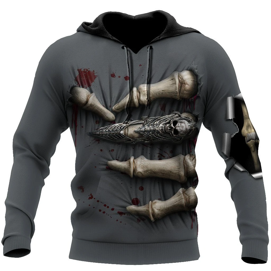 

The new spring and autumn hot sale horror style 3D printed hooded sweater zipper oversized street men's and women's casual jacke