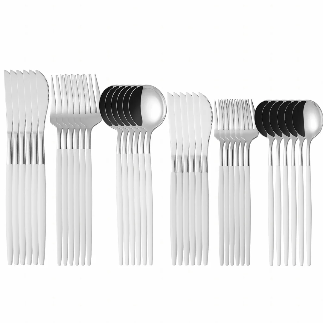 

Stainless Steel Cutlery Set Kitchen Tableware 36Pcs Forks Knifes Spoons Set Dinnerware Golden Cutlery Dinner Spoon Sets