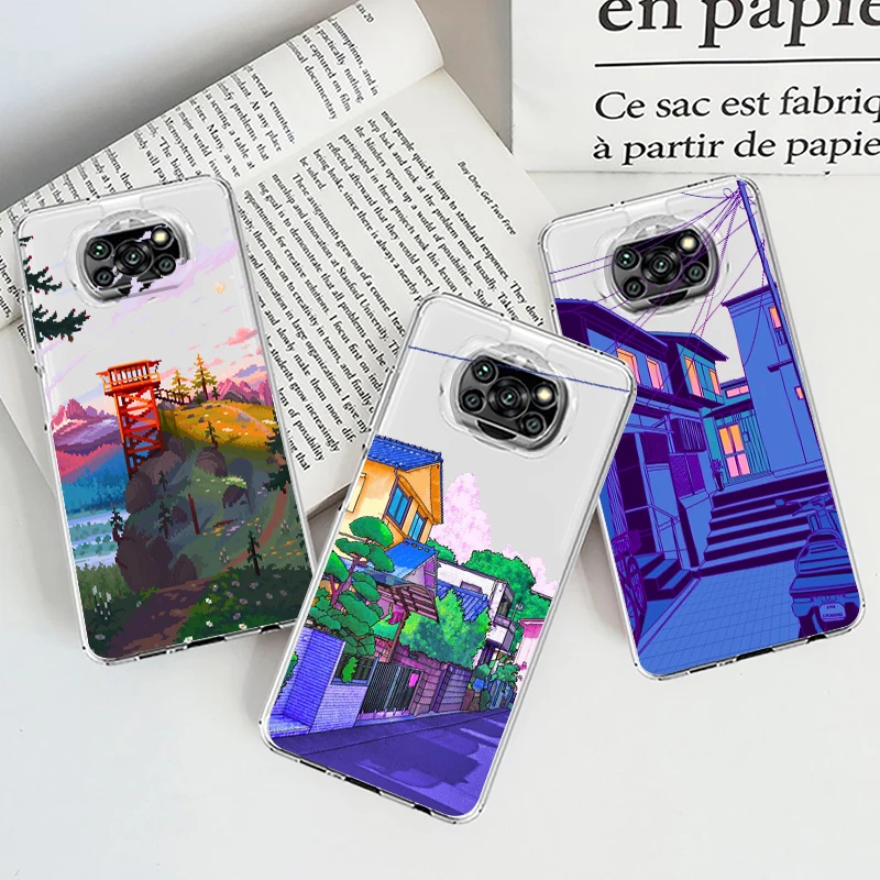 

apanese anime palace view For Xiaomi Mi Poco X4 X3 NFC F4 F3 GT M4 M3 M2 X2 F2 F1 Pro C3 5G Civi Transparent Phone Case