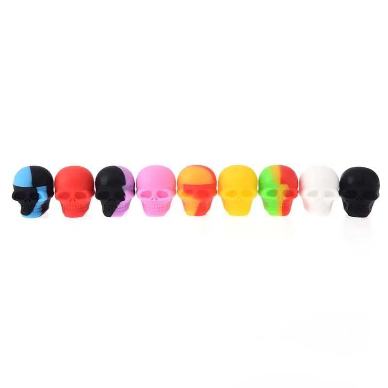 

100% Food Grade Silicone Material 3ml Skull Container Storage Box Smoking Accessories For Oil Wax Jars Smoke Herb Tobacco