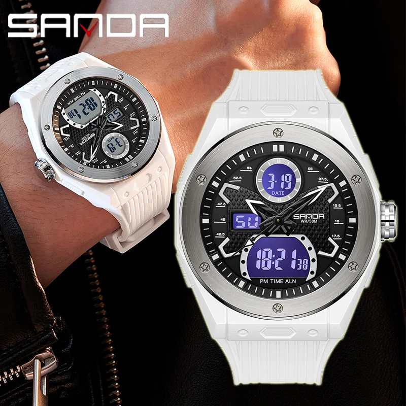Часы наручные SANDA Мужские кварцевые в стиле милитари Брендовые спортивные