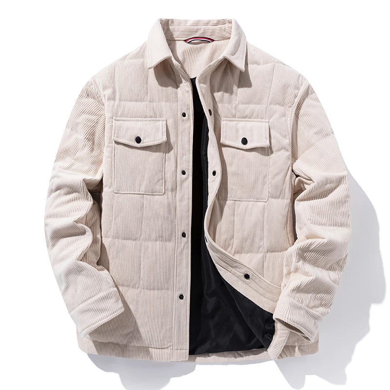 Men Winter Down Jacket Men 2022 New Korean Fashion Waterproof Black Loose Jacket Casual Windproof Corduroy Down Jacket For Men