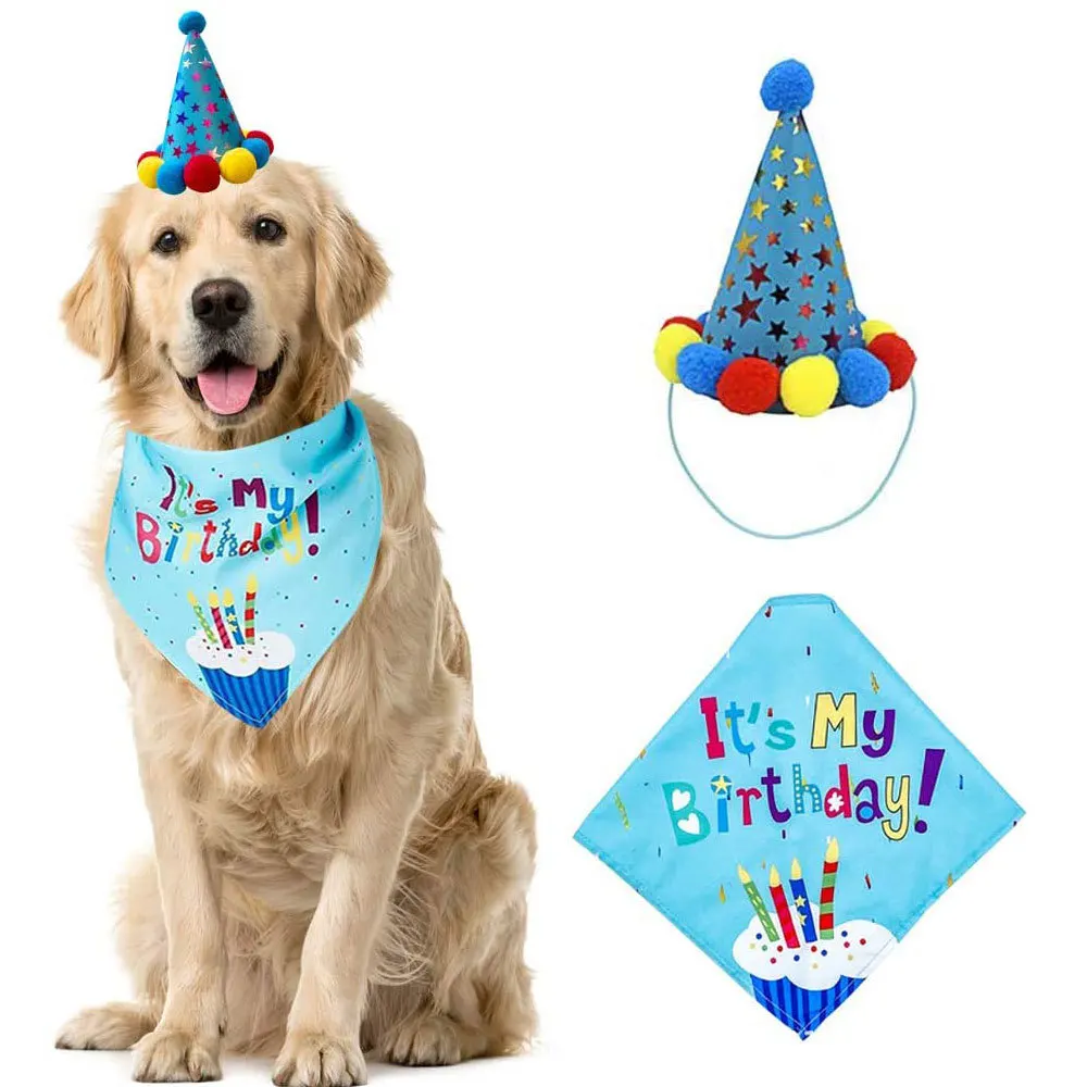 

1-Pack Adorable Pet Dog Cat Headwear Birthday Hat Polka Dot with Fur Pom Party Cone Hat Pet Cat Celebration Decoration Accessory