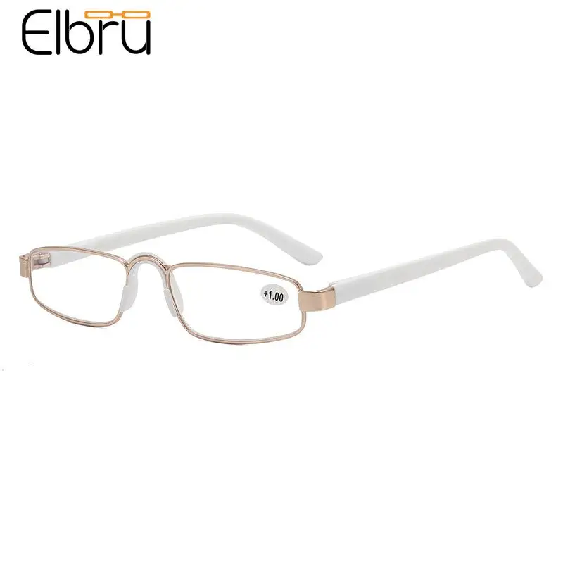 

Elbru Small Sqaure Metal Reading Glasses Women Men Reading Eyeglasses Male Ultralight Presbyopia Eyewear Unisex Diopter +1 to+4