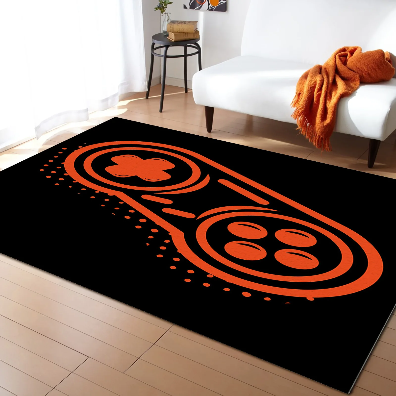 

Оранжевые ковры с ручками для видеоигр, декоративные прямоугольные коврики для гостиной, спальни