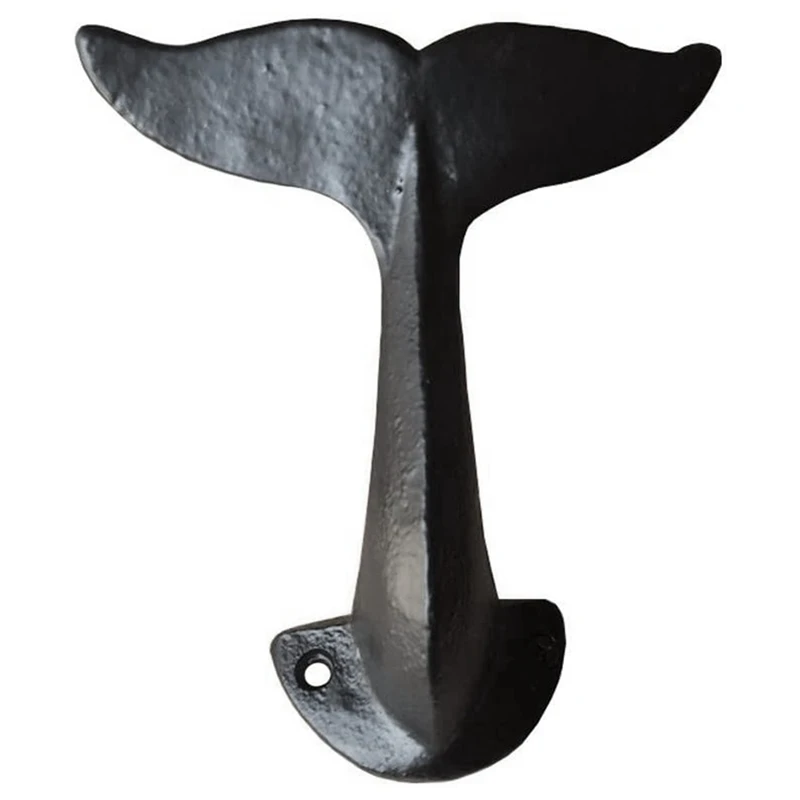 

Promotion! Cast Iron Whale Tail Decorative Wall Hook with Mounting Screws (18X7X5cm/7X2.75X1.96Inch)