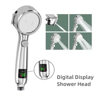 4 modes temperature digitdisplay shower head handheld no charging required high pressure water saving shower head for bathroom