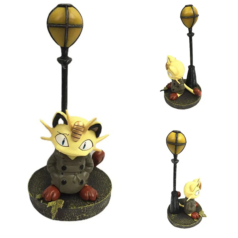 

Аниме Pokemon светильник scene Meowth ПВХ экшн-фигурка Коллекционная Статуя Модель игрушки украшение лучший подарок для детей кукла