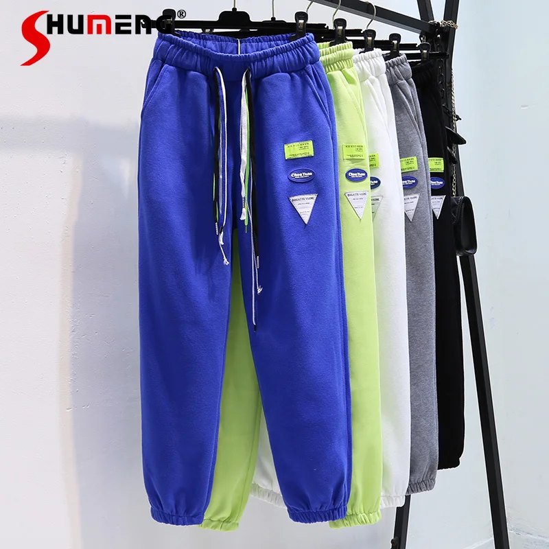 

Blue Sports Harem Pants Female Dropshipping Spring 2022 New Casual Loose Tappered Sweatpants Outer Wear Sweat Pants Women