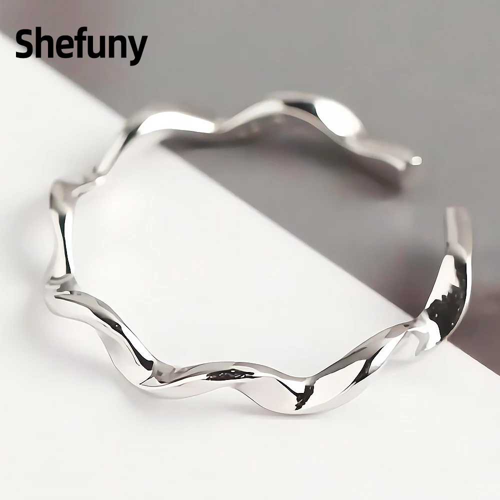 

New 925 Sterling Silver Wave Shape Adjustable Finger Rings Irregular Open Size Rings For Women Fine Jewelry Anniversary Gift