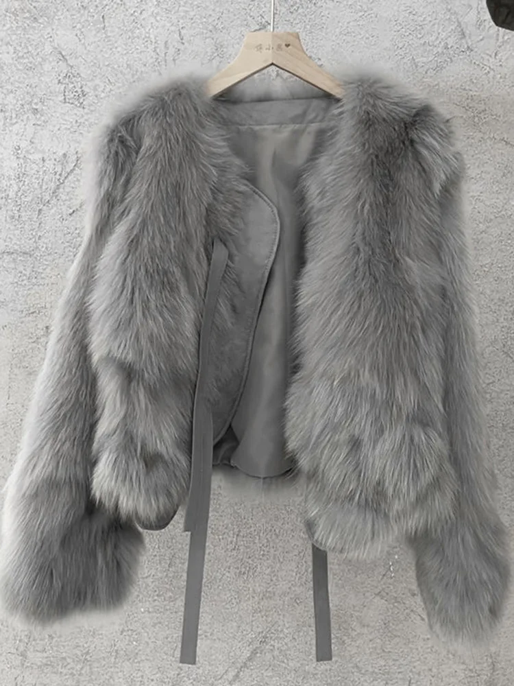 Fur coat women's 2022 autumn and winter new woolen women's top