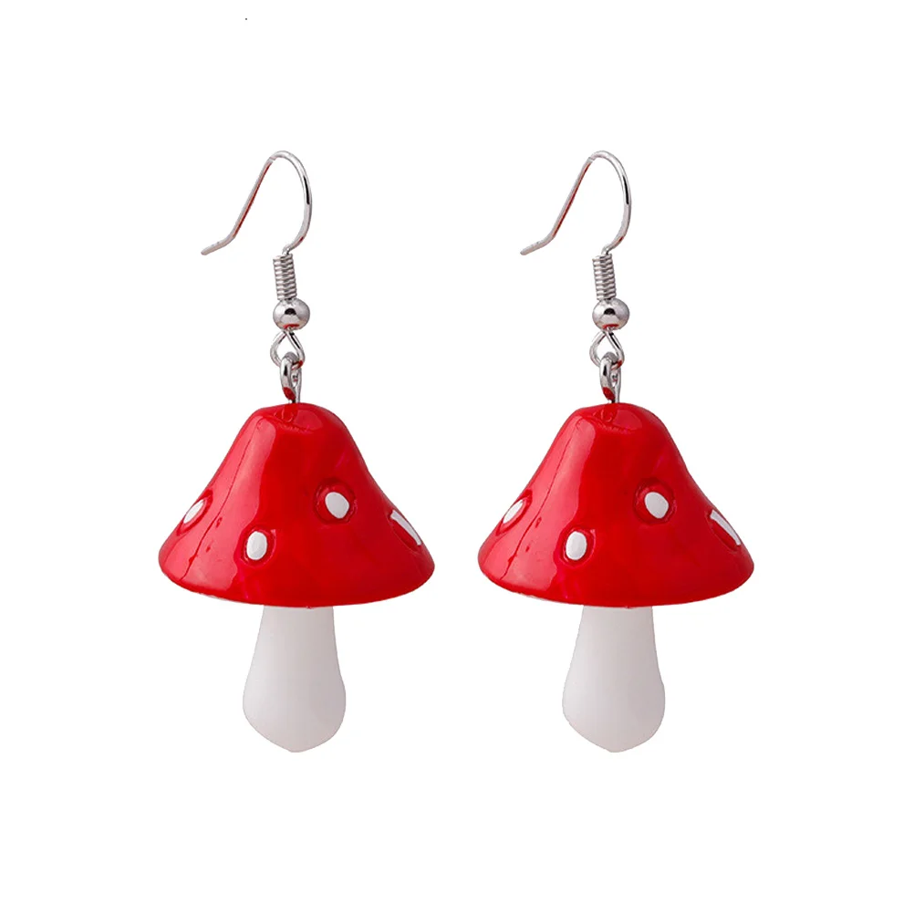 

Mushroom Drop Earrings Female Danglers Chic Women Plastic Women’s Unique Orrous Pendants Fashion Decorative Polka Dots