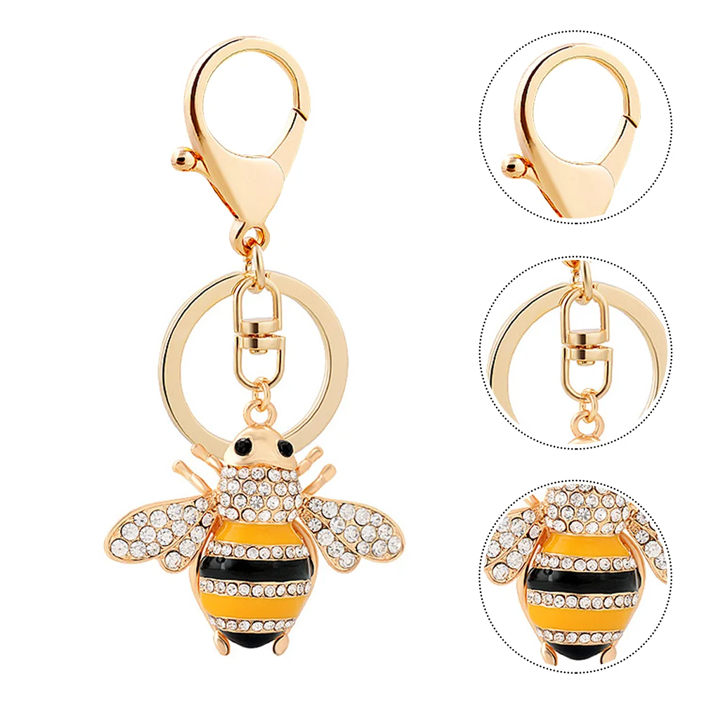 

Wallet Keychain Alloy Animal Crystal Rhinestones Car Women Ring Purse Pendant Yellow Bee Fashion Love