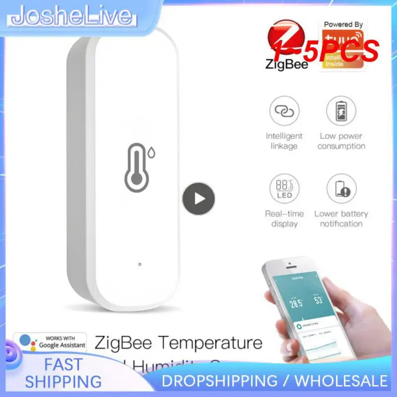 

Датчик температуры и влажности Tuya Zigbee, электронный датчик температуры и влажности с Wi-Fi, для умного дома, 1-5 шт.