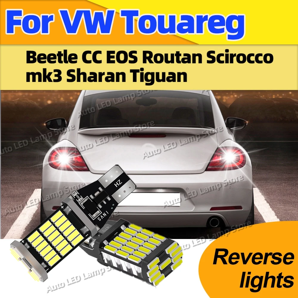Фото Для VW Touareg Beetle CC EOS Routan Scirocco mk3 Sharan Tiguan 6000K Белый Canbus Супер яркая светодиодная лампа T15 Автоматический задний фонарь №1