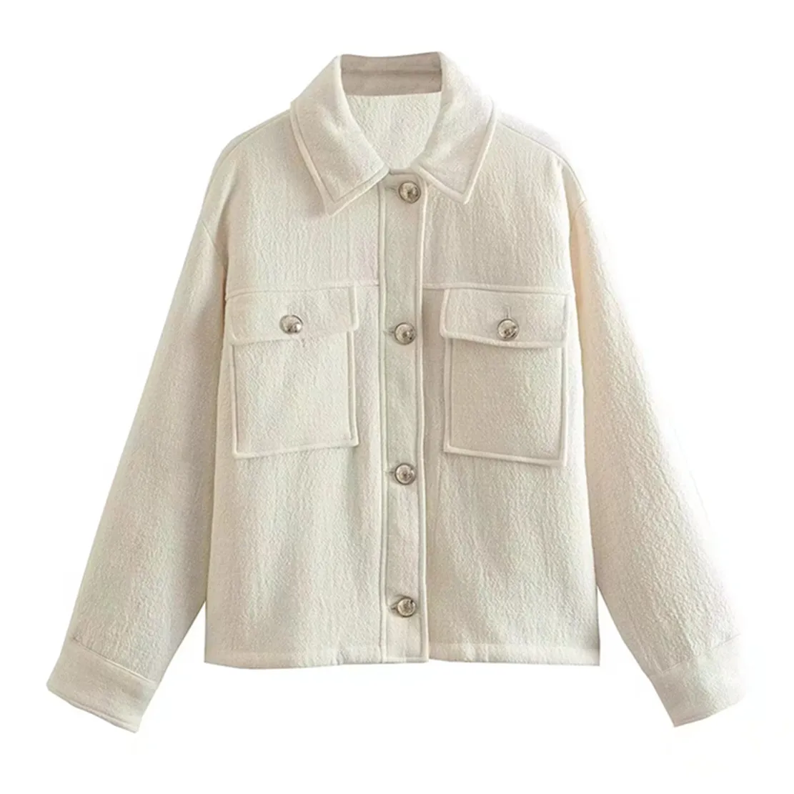 

Elmsk 2023 Fashion Single Breasted Solid Jacket Vintage Coat Women