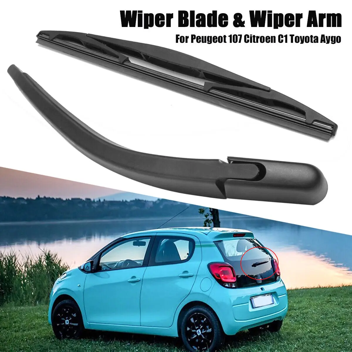 

Car Rear Windscreen Wiper Blade Arm Set For Peugeot 107 Citroen C1 Toyota Aygo Windshield Auto Styling