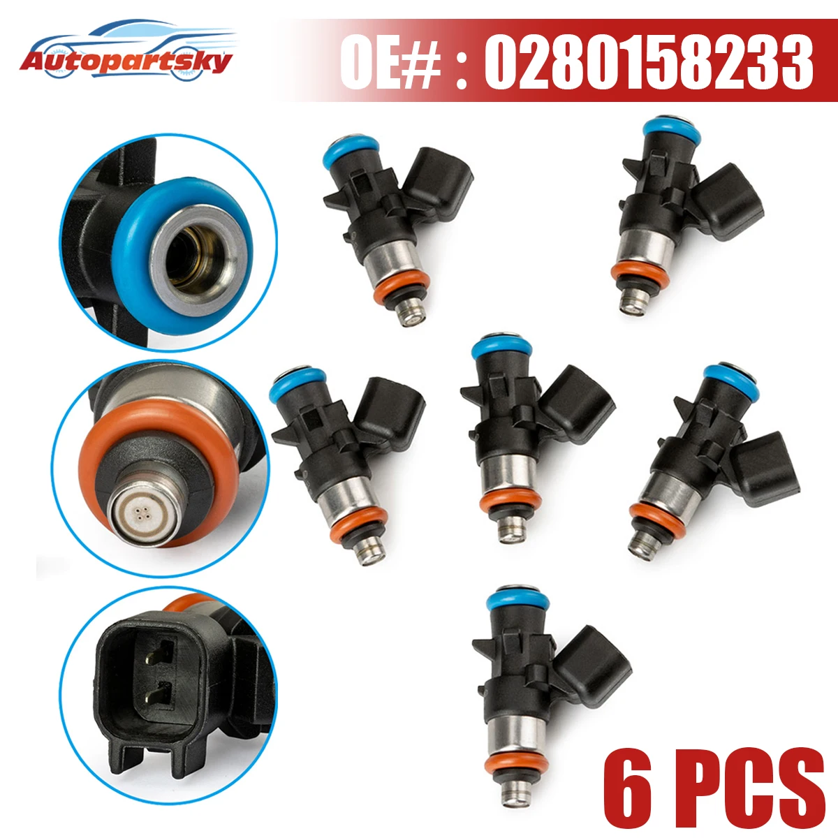 Топливные форсунки 0280158233 FJ1147 для Chrysler Town &amp Country Ram 1500 2500 Jeep Grand Caravan 5184085AD 5184085AC 1/6