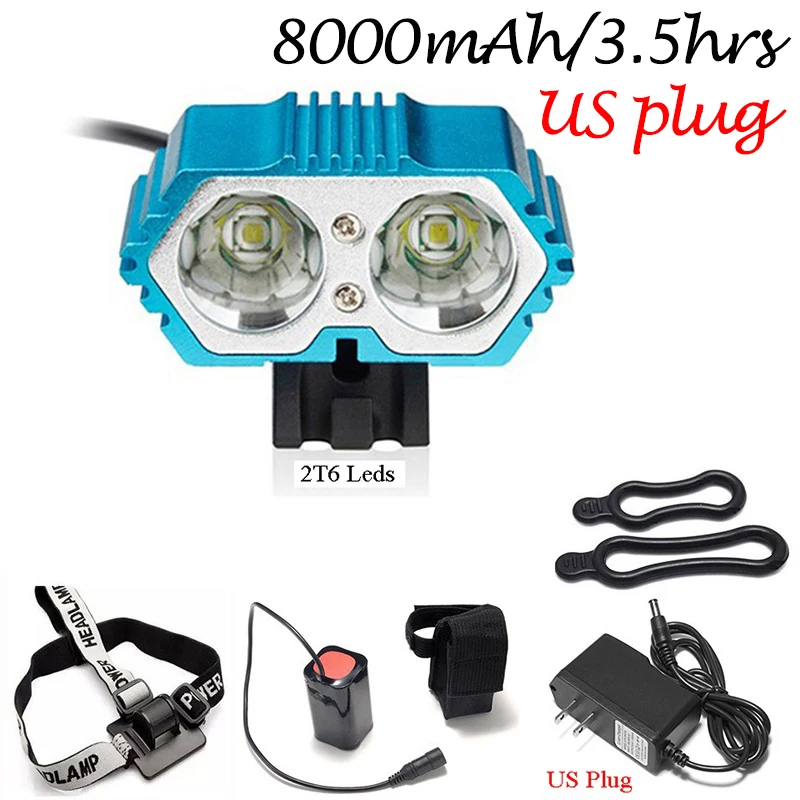 

8.4V DC Port Bike Front Lamp Headlight Wide Voltage Bicycle Light 2T6 Led MTB Lighting Outdoor Cycle Riding Headlamp Accessories