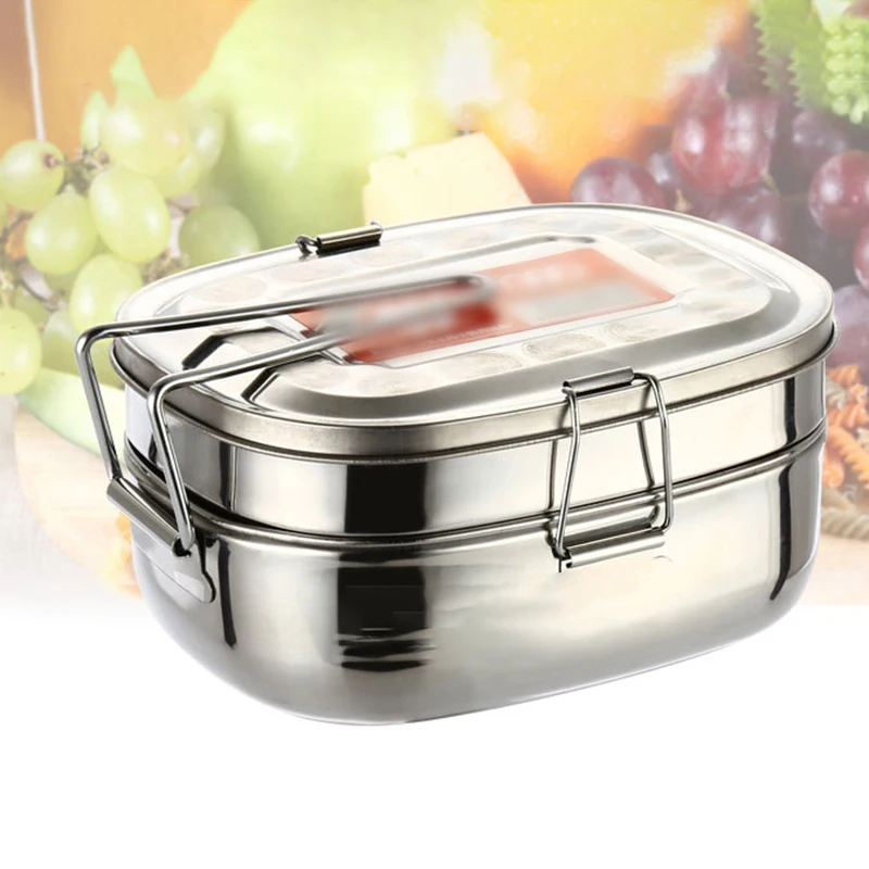 

Stainless Steel Lunch Box Dinnerware Double Layer Food Storage Container Children Kids School Office Portable Bento Box