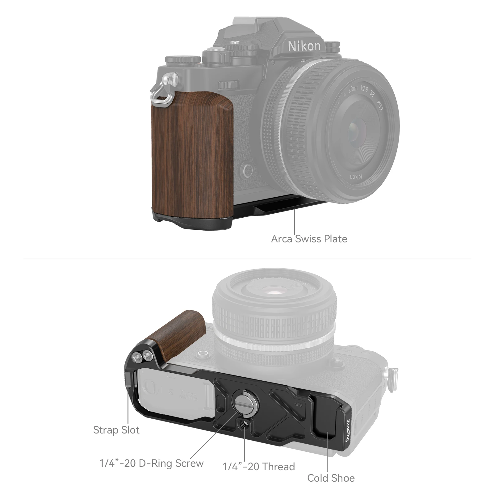 L-образная монтажная пластина SmallRig с деревянной ручкой для Nikon Z fc