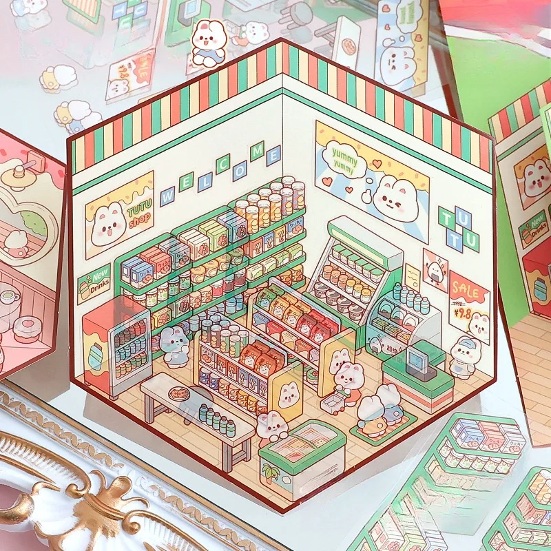 Мультяшная миниатюрная сцена 3D наклейки для ландшафтного дизайна сделай сам в