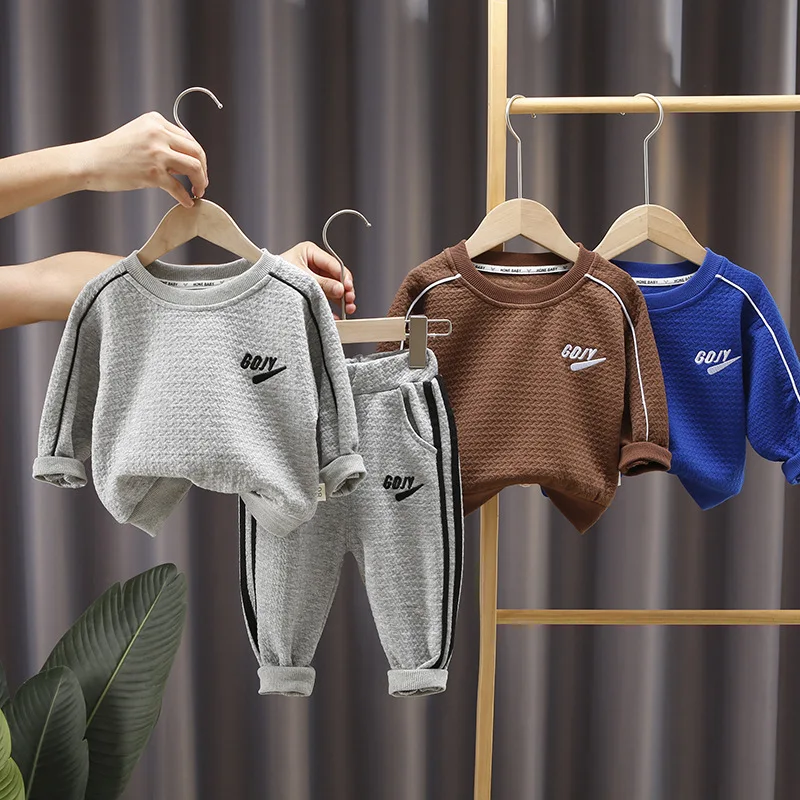 Осенне-зимний комплект одежды для маленьких мальчиков теплая детская спортивная