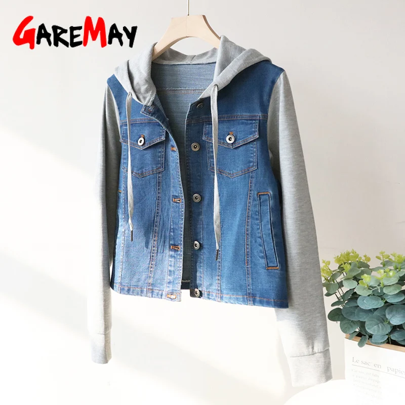 Весна 2022 женская короткая куртка синяя Повседневная укороченная джинсовая с