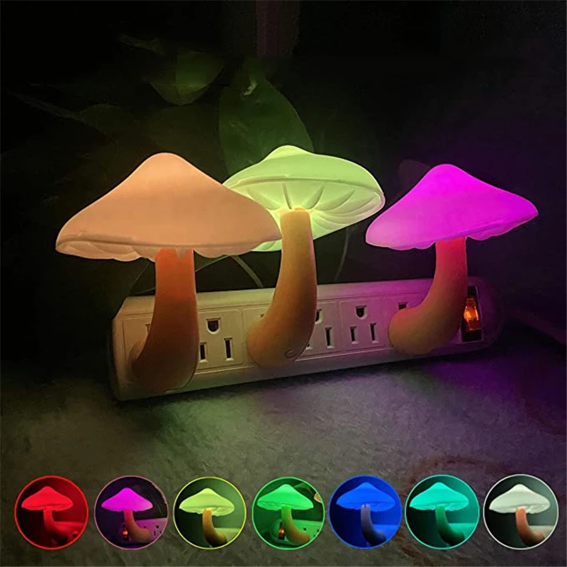

Night Light LED Mushroom Shape Bedroom Bedside Lamps Automatic Sensor Bathroom Stairs Night Lamps Light-control Sensor Lights