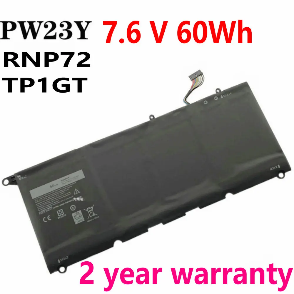 

7.6V 60Wh PW23Y RNP72 TP1GT Laptop Battery For Dell XPS 13 9360 9350 13-9360-D1605G 0RNP72 0TP1GT 13D-9343 P54G 0N7T6