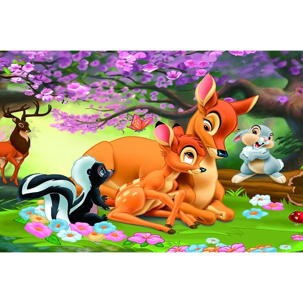 Принцесса Бэмби оленя Thumper цветок бабочка джунгли лес индивидуальный фон