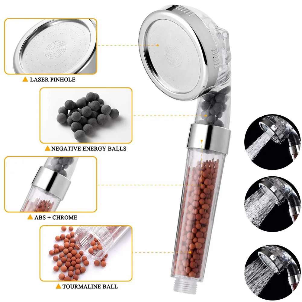 

Z&L New Bathroom 3 Modes SPA Shower Head High Pressure Saving Water Shower Anion Filter Bath Showerhead Bathroom Accesseries