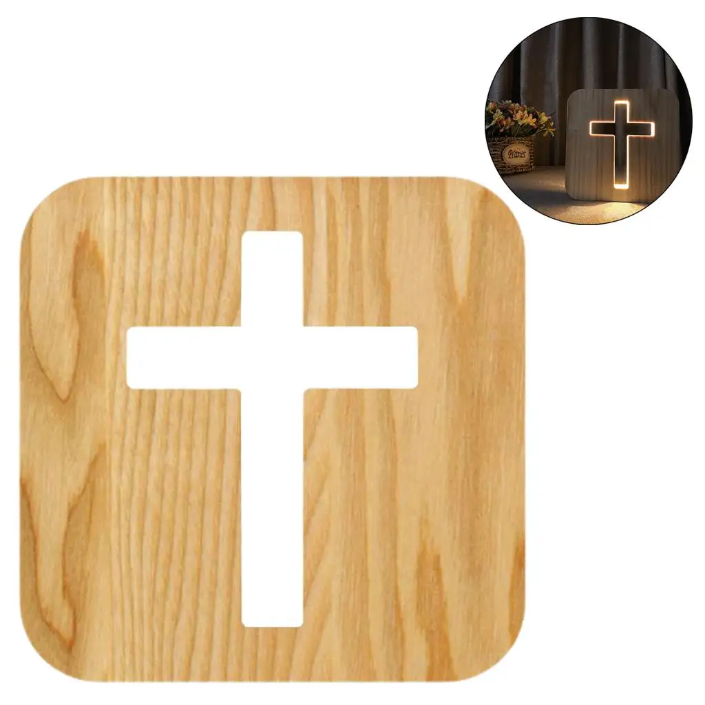 3D деревянные светодиодные полые лампы с питанием от USB иллюзия настольная лампа