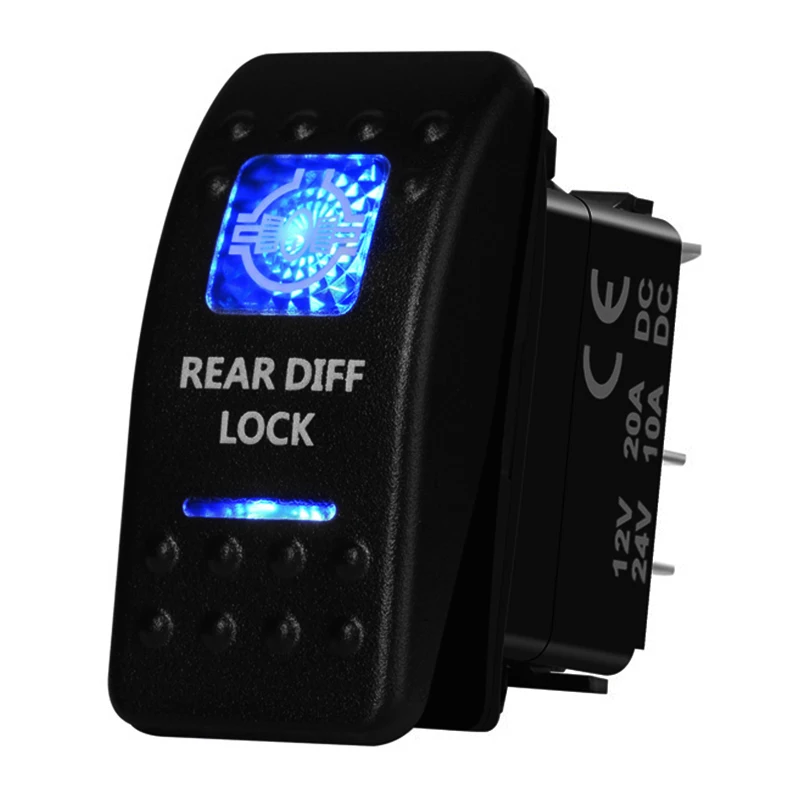 

Задний переключатель с замком Diff, 12 В/24 В, синий светодиод SPST 5P, ВКЛ./ВЫКЛ., для автомобиля, морской лодки, IP66, NARVA, Carling, ARB, автозапчасти