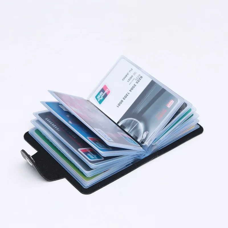 

2023 New PU Leather Function 24 Bits Card Case Business Card Holder Men Women Credit Passport Card Bag ID Passport Card Wallet