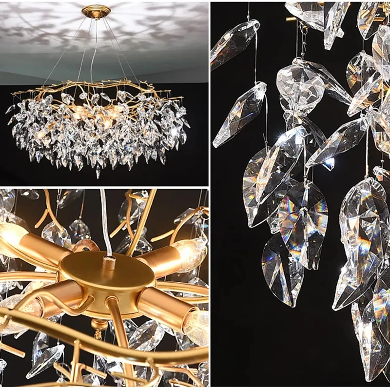 

Nordic Loft LED Crystal Chandelier for Living Room Bedroom Hotel Hall Indoor Home Decor Restaurant Hanging Lamp Indoor Lighting