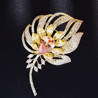 copper inlaid zircon new feather brooch new high end atmosphere elegant suit creative wedding wedding dinner flower brooch