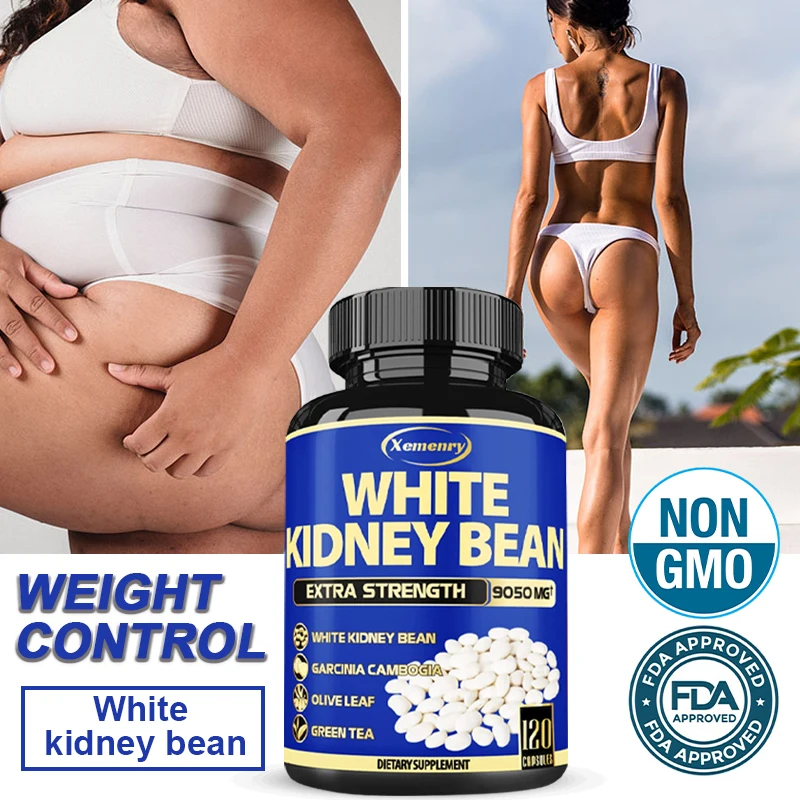 

Maximum Potency - 6-in-1 White Kidney Bean Capsules, 9050 Mg Extra Premium Blend of Olive Leaf, Green Coffee Bean, and Green Tea