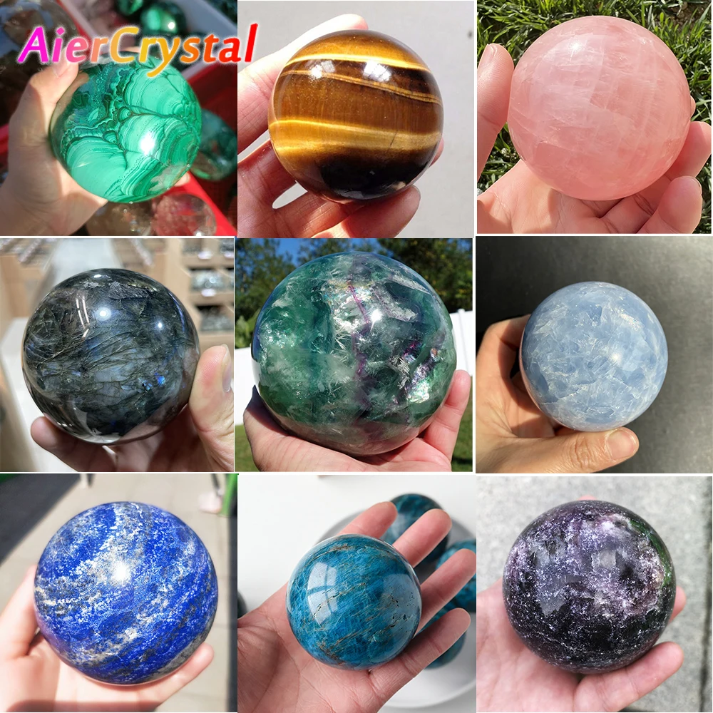 

Natural Products Moonstone Crystal Rose Quartz Orb Polished Reiki Therapy Room Decoration Fluorite Orb Lapis Lazuli Souvenir