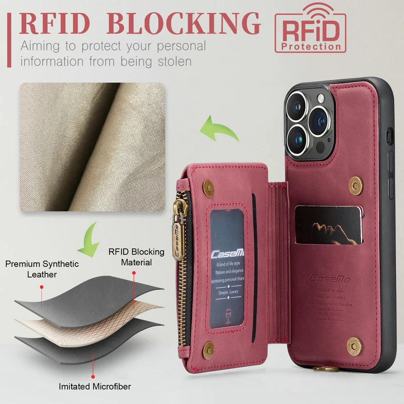 For iphone 14 13 12 11 Pro XS Max XR 7 8 Plus Leather Flip Phone Case For Samsung S23 Ultra A53 Zipper Credit Card Wallet Cover