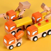 new wooden childrens multi function engineering vehicle ambulance mini model childrens parent child interactive toys