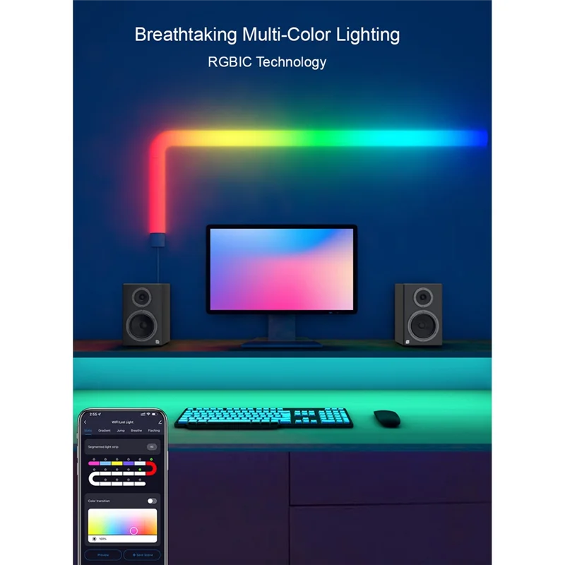 Фото Светодиодный настенный светильник Glide Bluetooth RGB Светодиодная лента для сращивания Светодиодная лента Поддержка управления через приложение для игровой комнаты в спальне Вилка европейского стандарта №4