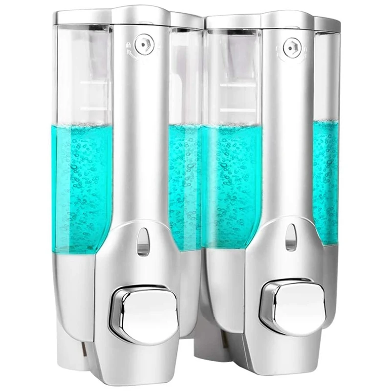 

350ML Wall Mount Dispenser, Double Dispenser Container For Chamber Kitchen Bathroom Waterproof Clog-Free Drip-Free