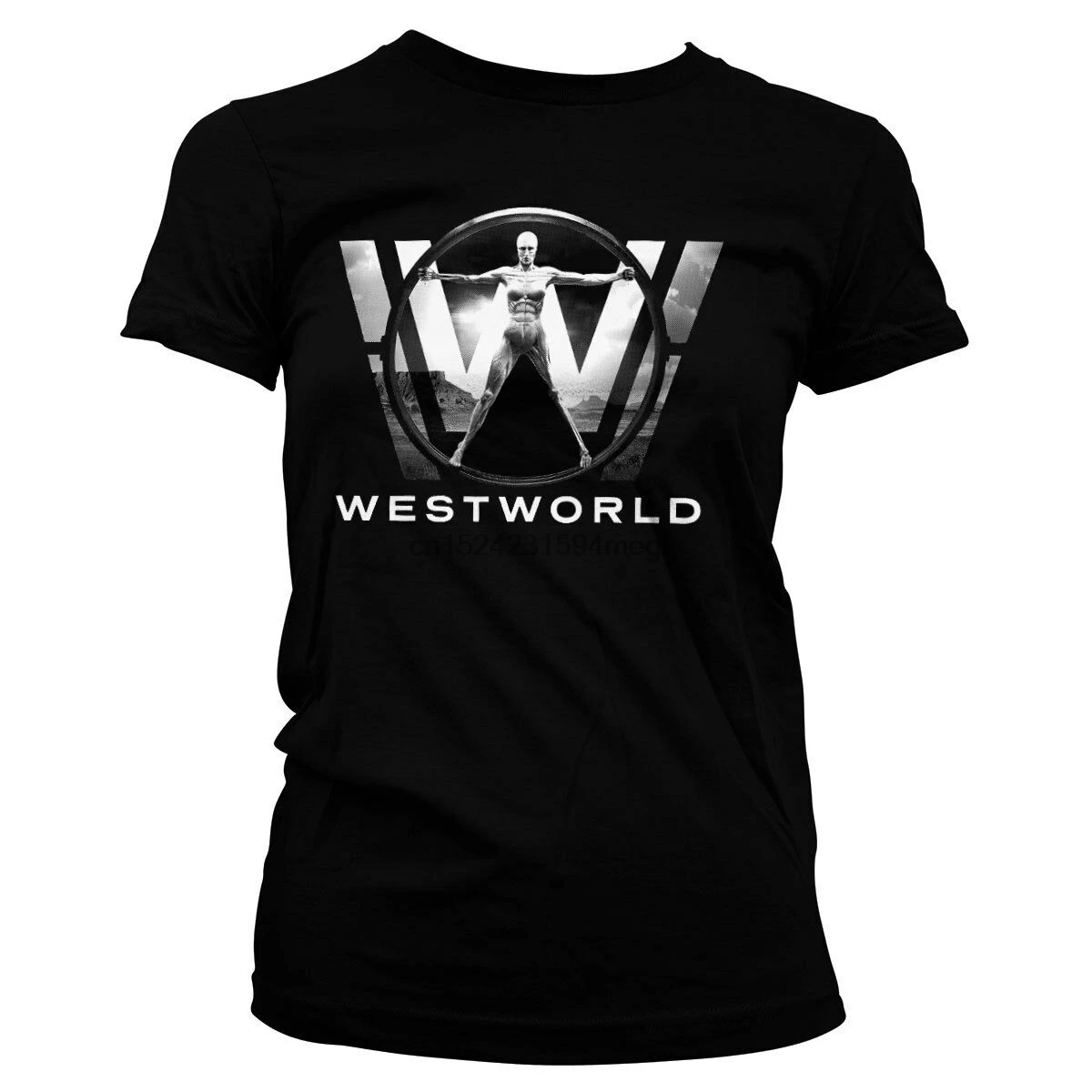 Официальный лицензионный постер Westworld Женская облегающая футболка цвет черный |