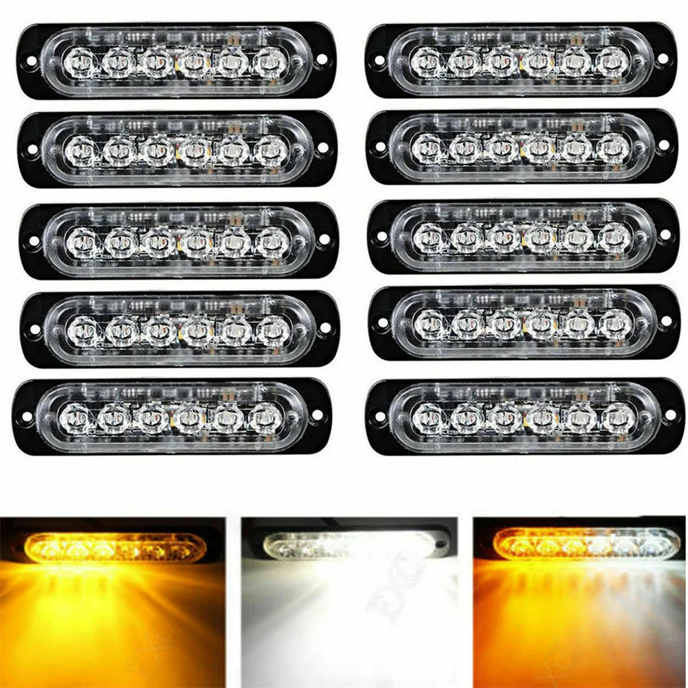 10x желтый/белый 6 светодиодов Автомобильный аварийный маячок Предупреждение