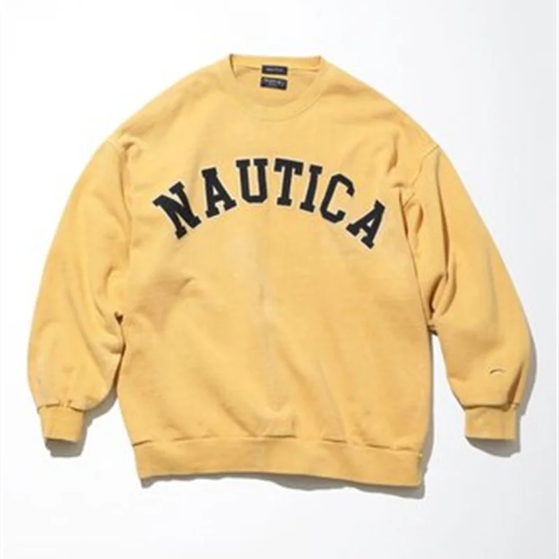 

Dilapidated NAUTICA JAPAN 23SS Washing Crew Neck Sweater Embroidery Of Letters On Chest Men's And women's Loose Hoodies