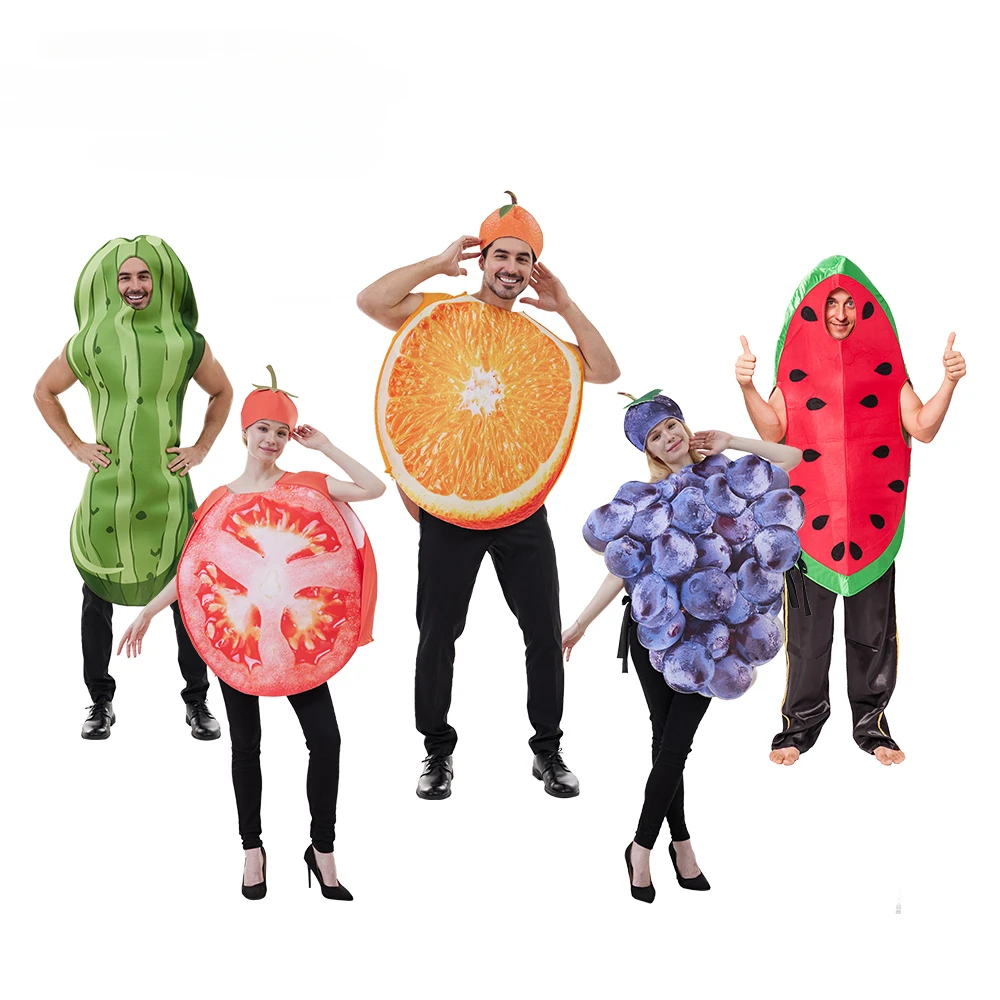 

Halloween Funny Adult Fruit Vegetable Costume Banana Orange Cosplay Outfit Carnival Couple Party Purim Fancy Dress