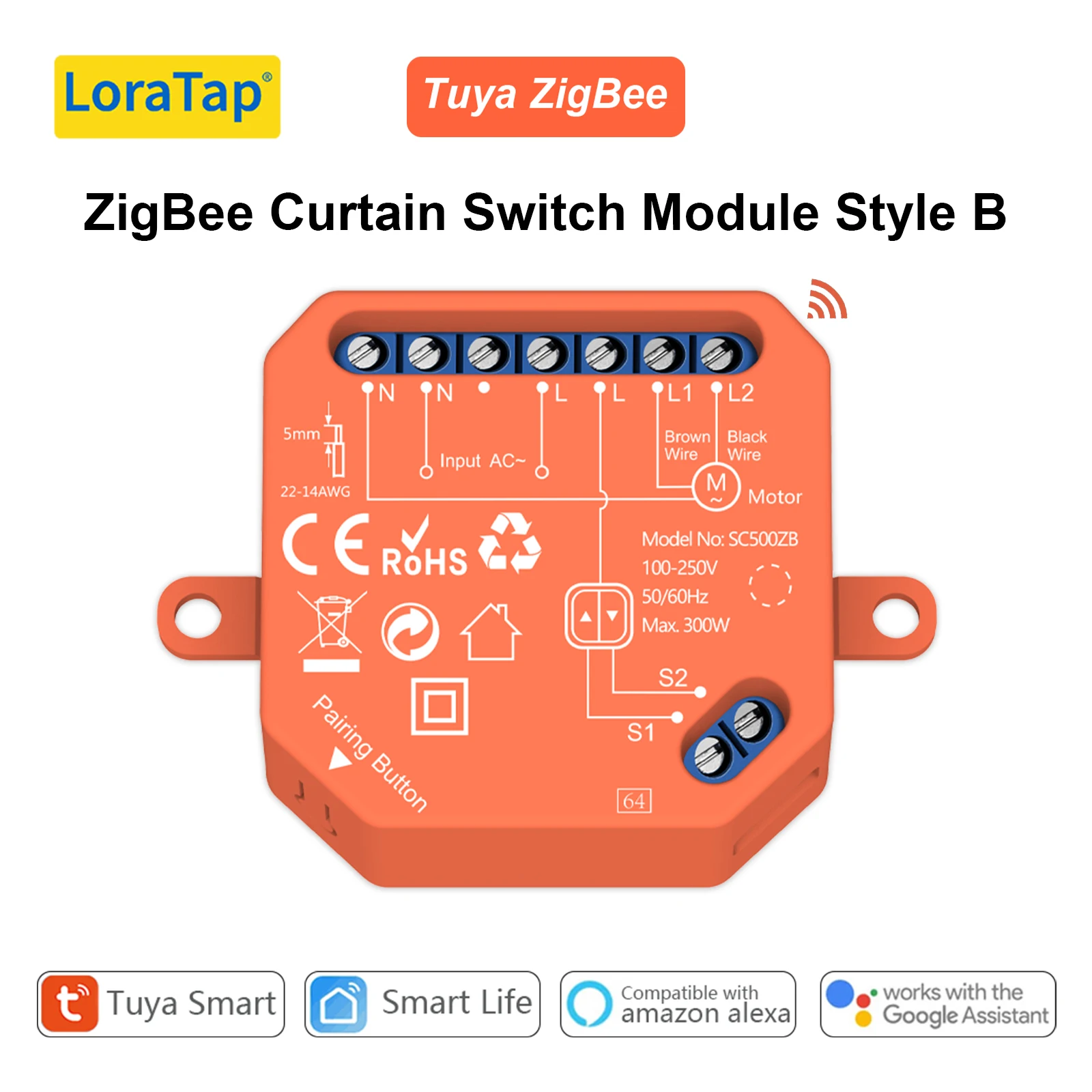 

LoraTap Модуль управления шторами ZigBee WiFi