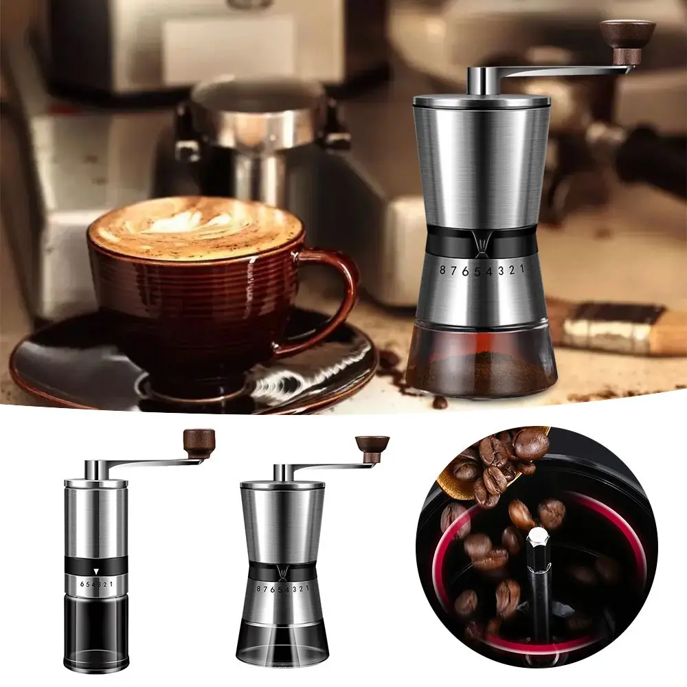 

Manual Coffee Bean Grinder Stainless Steel 6/8 Gears Adjustable Ceramic Burrs Wooden Knot Coffee Mill for Drip Coffee Espresso